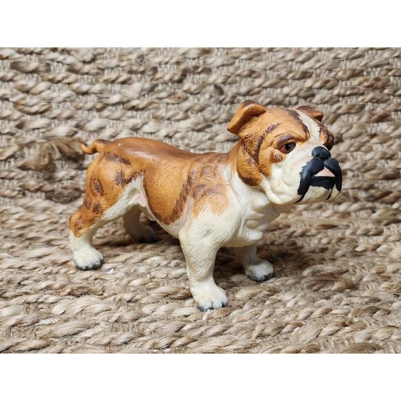 Andrea by Sadek Porcelain Brown White Bulldog Figurine Shelf Tabletop Decor - Picture 1 of 9